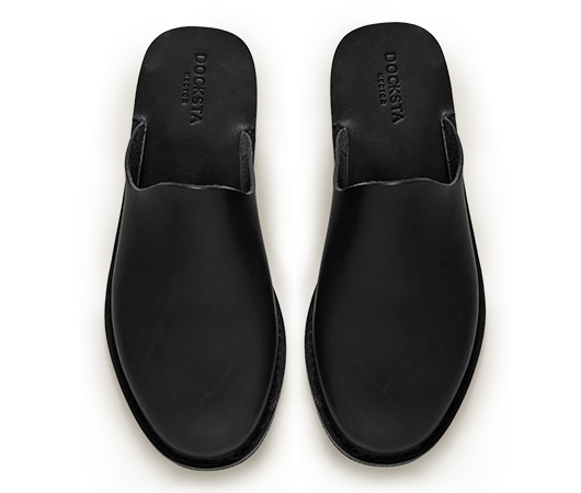 Slippers - Hector Black vegetable tanned | Docksta Sko