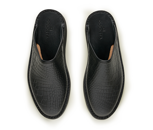 Slippers - Billies Black Croco | Docksta Sko